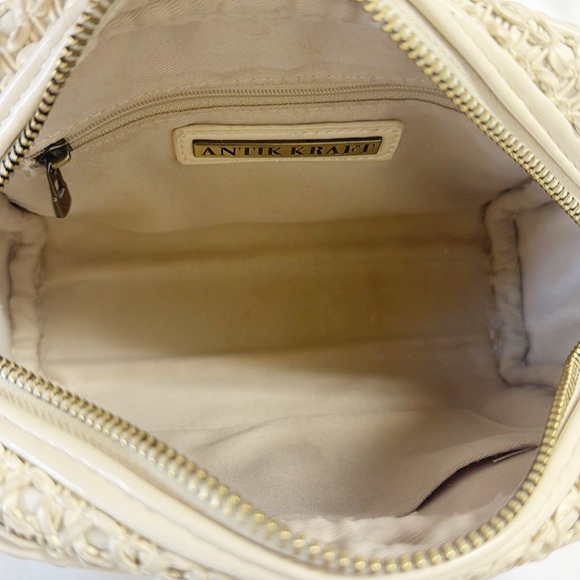 ANTIK KRAFT Cream Braided Crossbody Bag Faux Leather With Adjustable Strap - Picture 6 of 9